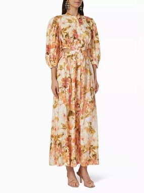 Significant Other Women’s Size 8 Svana Linen Blend Watercolor Floral Maxi Dress